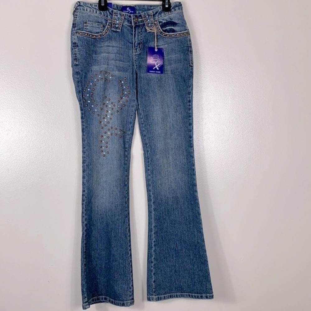 EXOCET Women's  Y2K Blue BOOTCUT JEANS Size 7/8  NWT